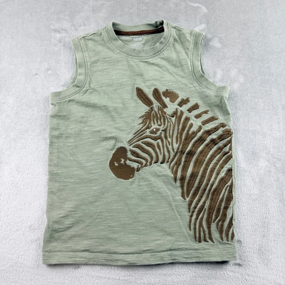 Gymboree Boys Sage Green Zebra Muscle Tank Top Size 7